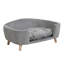 Lit surélevé pour petit chien avec coussin de soutien en mousse, housse en velours côtelé, pieds en bois d'hévéa et assemblage facile-833093637