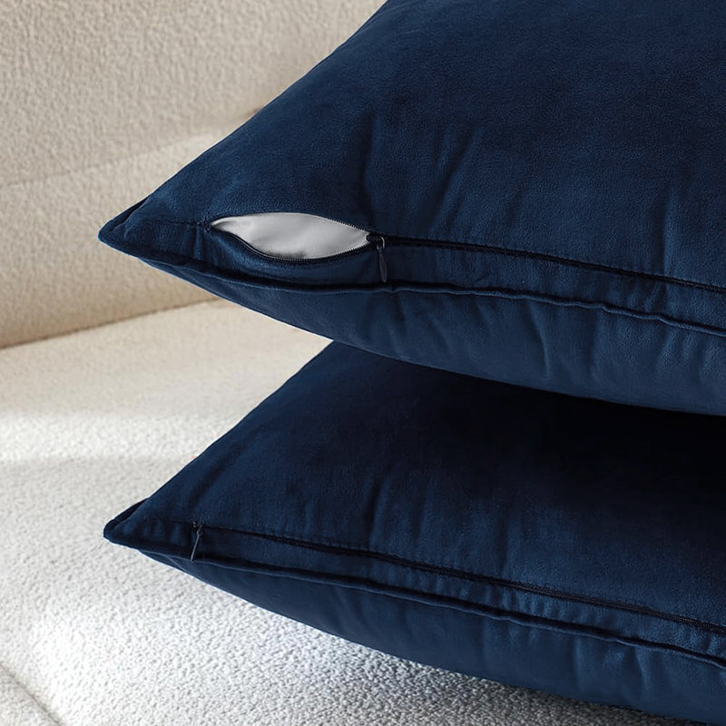 Housses de coussin décoratif en velours 18 x 18 pouces, housses de canapé douces carrées, Marine