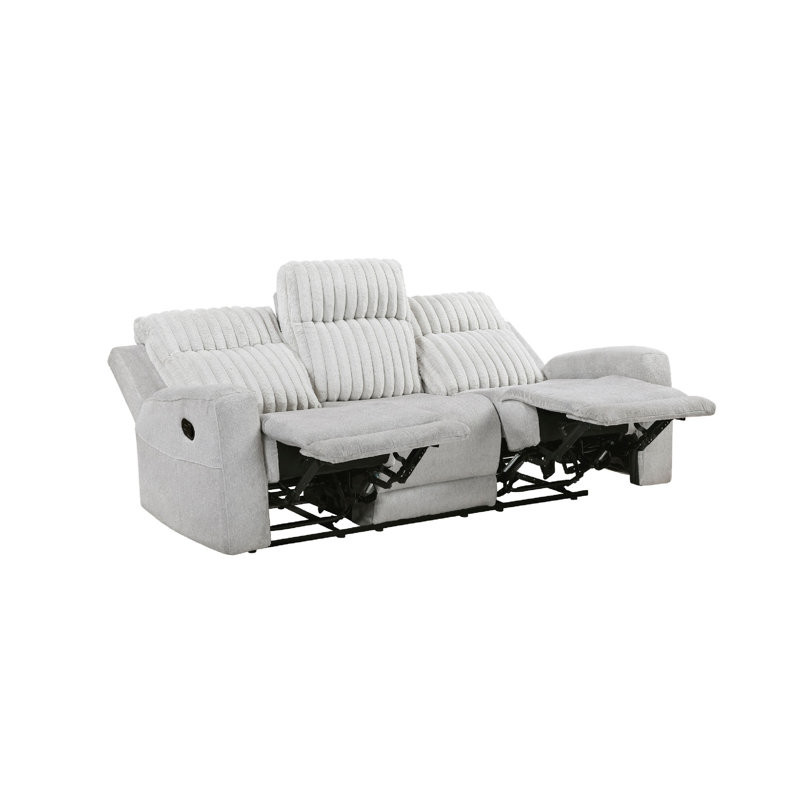 Canapé inclinable manuel double Lupe avec coussins moelleux, microfibre gris clair
