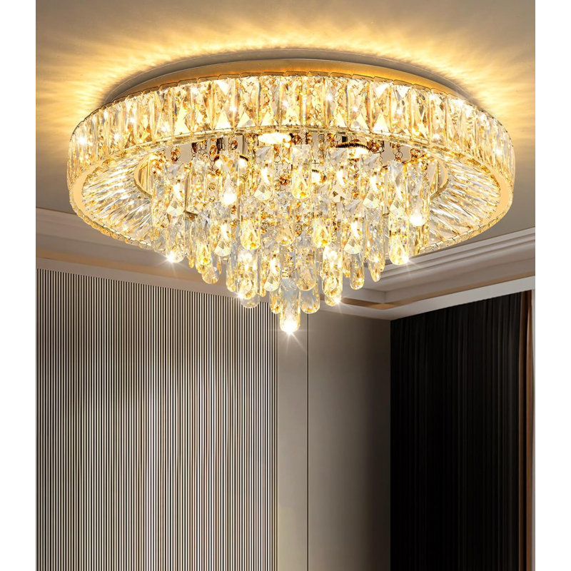 Modern Dimmable Crystal Chandelier, Gold