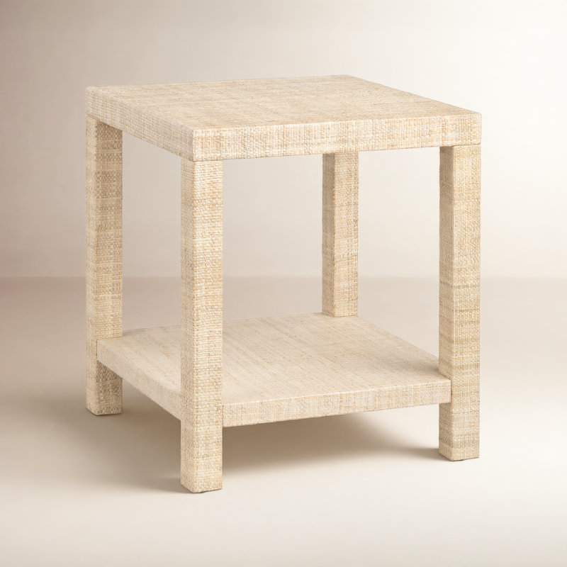 Shinda Raffia Square End Table
