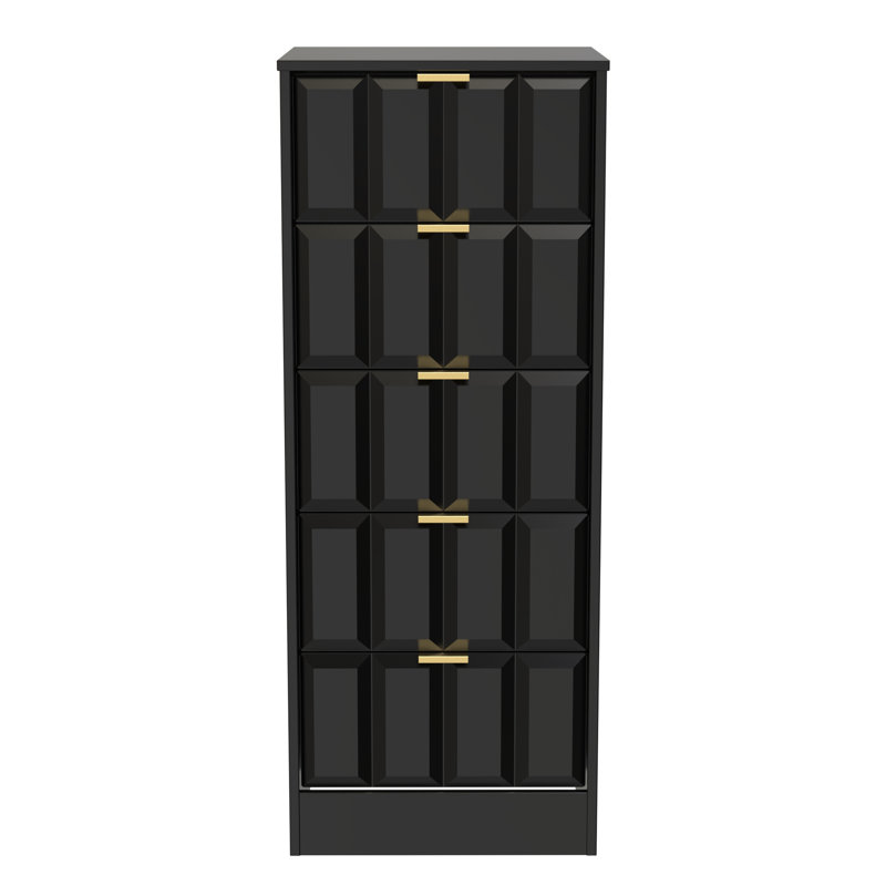 Arnesto 45cm W Manufactured Wood Bedside Table, Deep Black/Black Matt