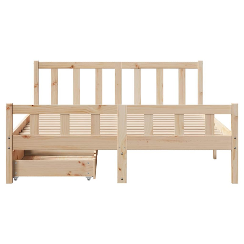 Loraine Solid Wood Bed, White, 165.5 x 205.5 cm