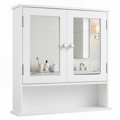 Johnphillip Surface Mount Framed 2 Doors Medicine Cabinet with 3-Position Adjustable Shelf