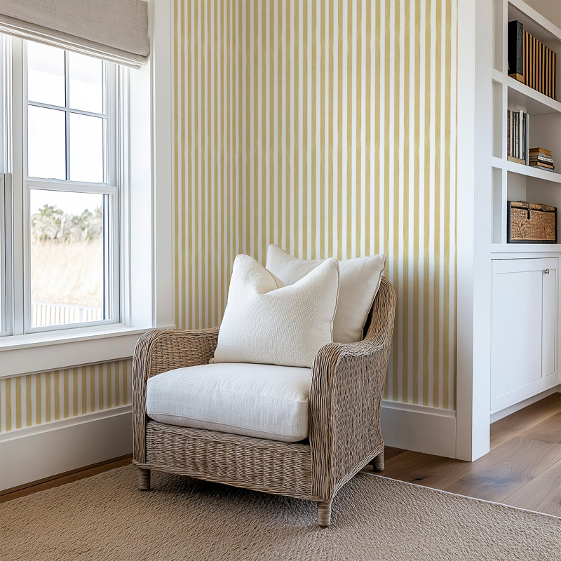 Mustard Vertical Stripe Peel And Stick Wallpaper Roll