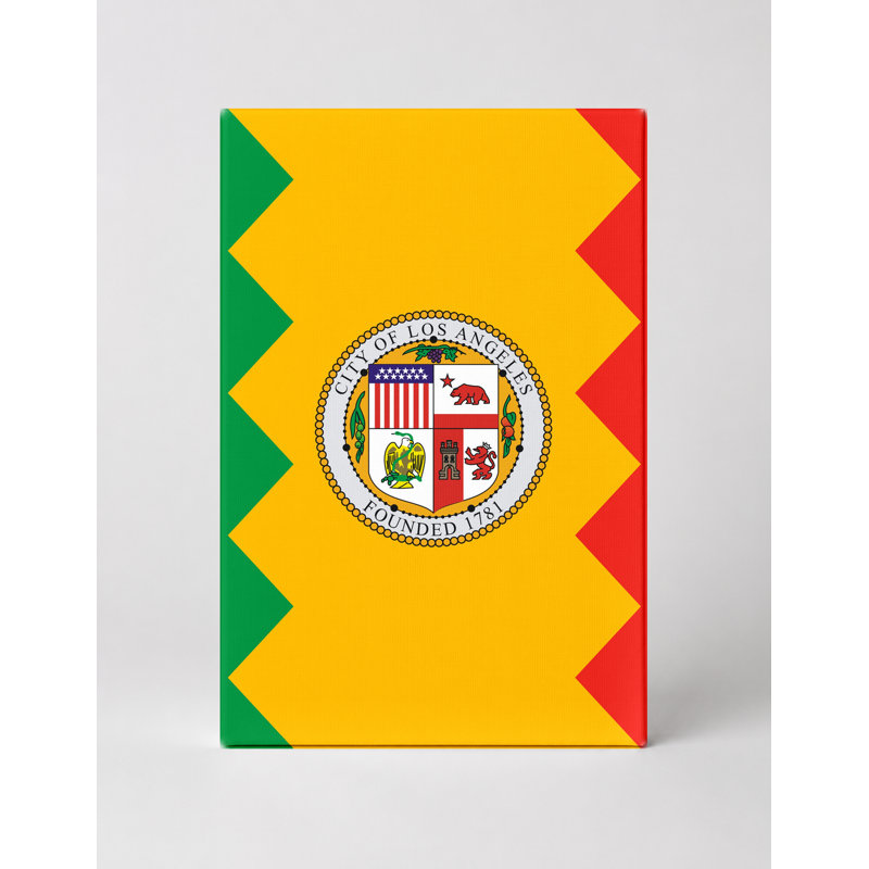 Los Angeles City Flag - Art mural officiel sur toile, H 14 po x l 11 po