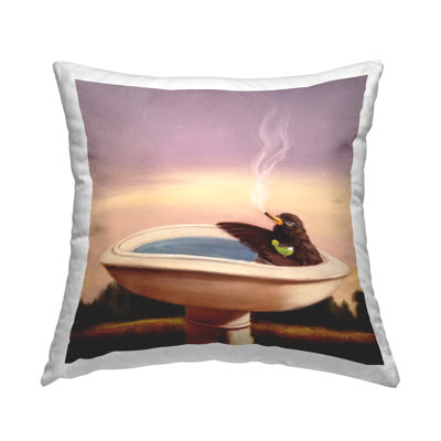 Coussin décoratif Birdbath Best Life Animal Alcoor Humour Bird Margarita par Lucia Heffernan