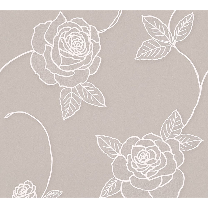 Rouleau de papier peint floral et botanique 33 pi x l 21 po modern Lanning, Gris