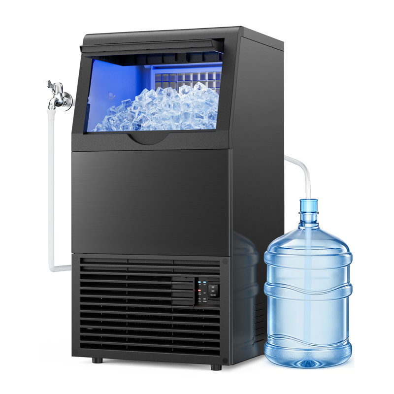 Machine à glaçons commerciale sous comptoir de 120 lb/jour avec capacité de stockage de 33 lb, double alimentation en eau et autonettoyage