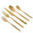 Bloomhouse 20 Piece Stone Washed Gold Flatware 18/10 Stainless Steel Silverware Cutlery Utensil Set With Acacia Wood Caddy - Service for 4-112383205