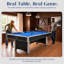 Table de billard 7 pieds avec plateau de tennis de table Hathaway Maverick II - avec accessoires pour les deux jeux - Ping-pong et table de billard combinés pour les familles - Finition noir mat, feutre bleu-87375385