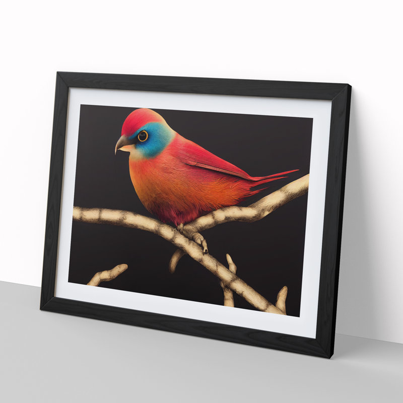XH1022-8327X Stimulating Bird - Single Picture Frame Print, Black, 46cm H x 64cm W x 2cm D