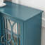Buffet de 63 po en bleu sarcelle - 4 portes avec tablettes réglables, motif de porte exquis, support de télévision, grand plateau de table, portes, 6 portes faciles à installer