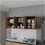 Armoire murale en chêne naturel naturel en mélamine avec 4 portes et rangement en verre