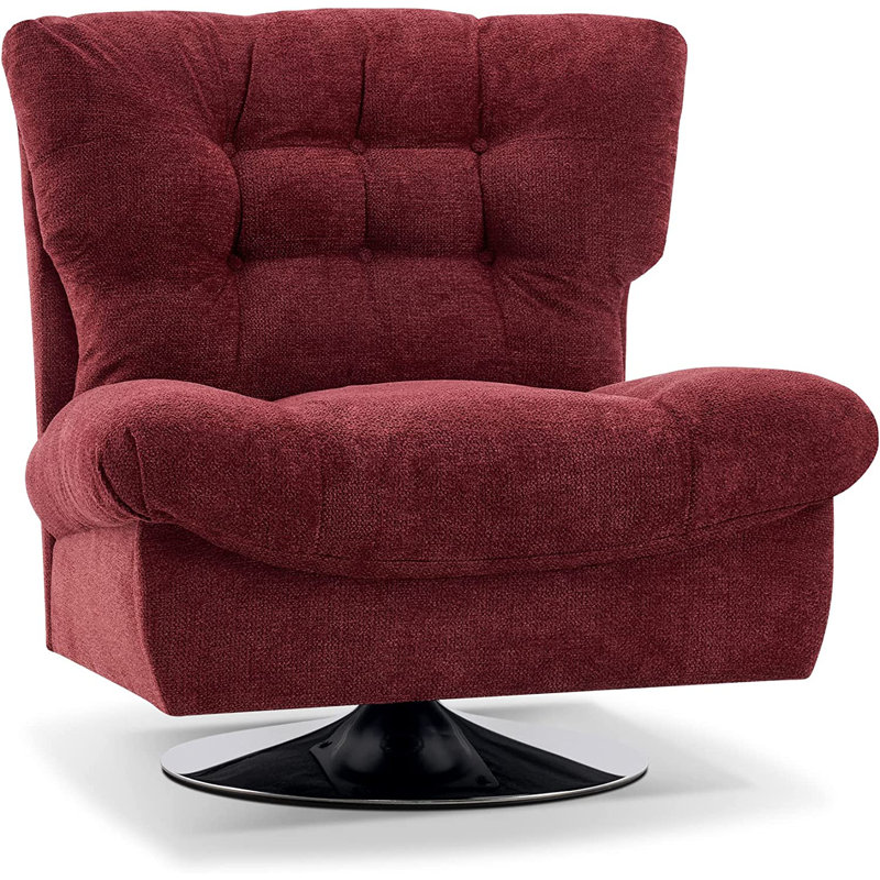 Antionett Modern Swivel Accent Chairs, Chenille Upholstered Wingback Leisure Sofa Chair, Burgundy Chenille