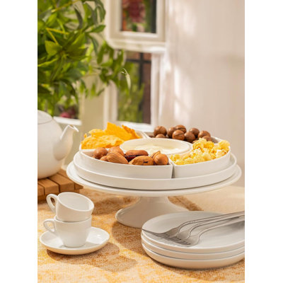 Porcelain Divided Serving Dishes, Relish Tray, Serving Bowls For Parties - Perfect For Chips And Dip, Veggies, Candy And Snacks, White