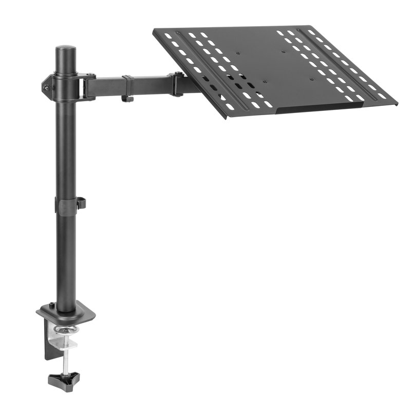 Black Adjustable Laptop Desk Mount with Vented Tray
