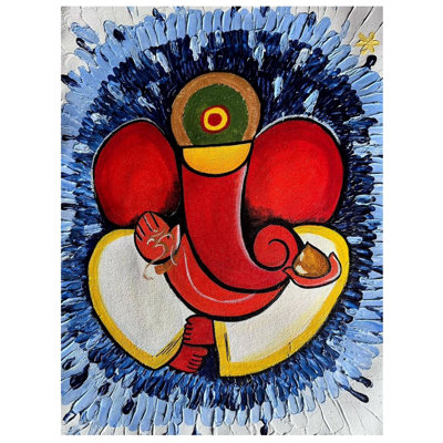 Bappa - The Abstract Ganesha | Acrylic Nails Mix Media | By Sambedna