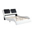 Structure de grand lit, plateforme rembourrée en similicuir avec éclairage à DEL, pour la musique, massage par vibration, conception en courbe, support à lattes de bois, sans sommier, blanc, lumières d'ambiance, charge, 600 lb-1931960818