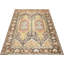 Tapis jaune / brun / rose / orange en laine noué à la main de conception unique des années 1960 de taille 4 pi x 6 pi 4 pi 6 po x 7 pi 1 po