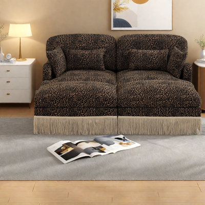 Causeuse léopard avec repose-pieds mobile Modern Sofas, Chenille