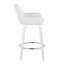 Tabouret de comptoir à hauteur fixe avec pivot en bois et similicuir avec repose-pieds rond chromé - ensemble de 2-125535807