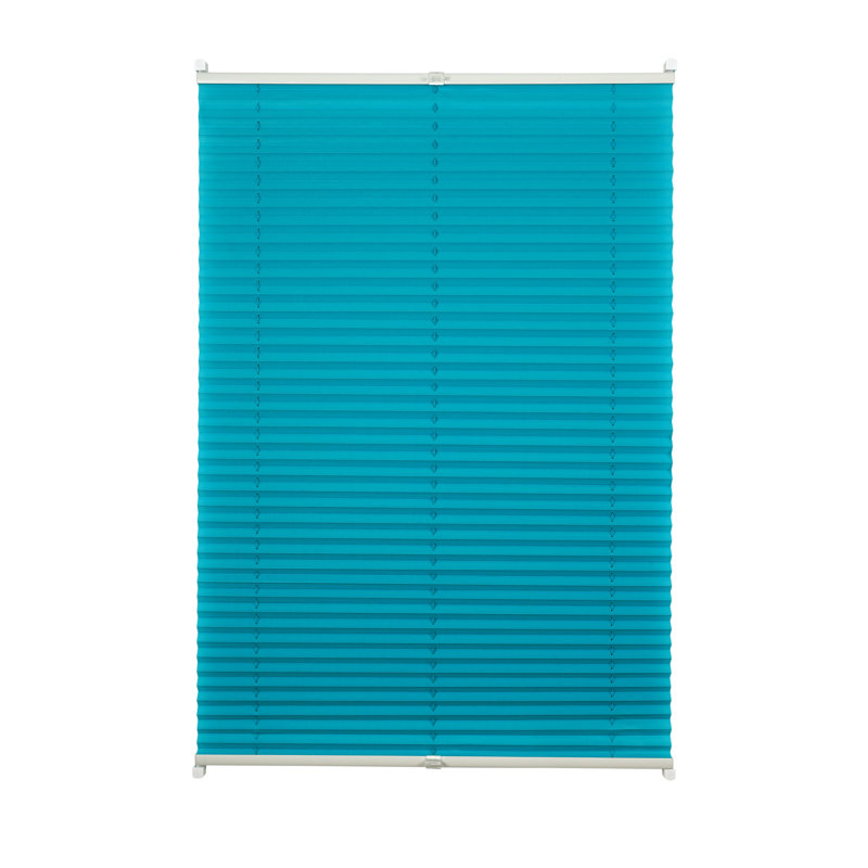 Stream Klemmfix Room Darkening Pleated Blind, Aqua blue, 130 cm L x 80 cm W