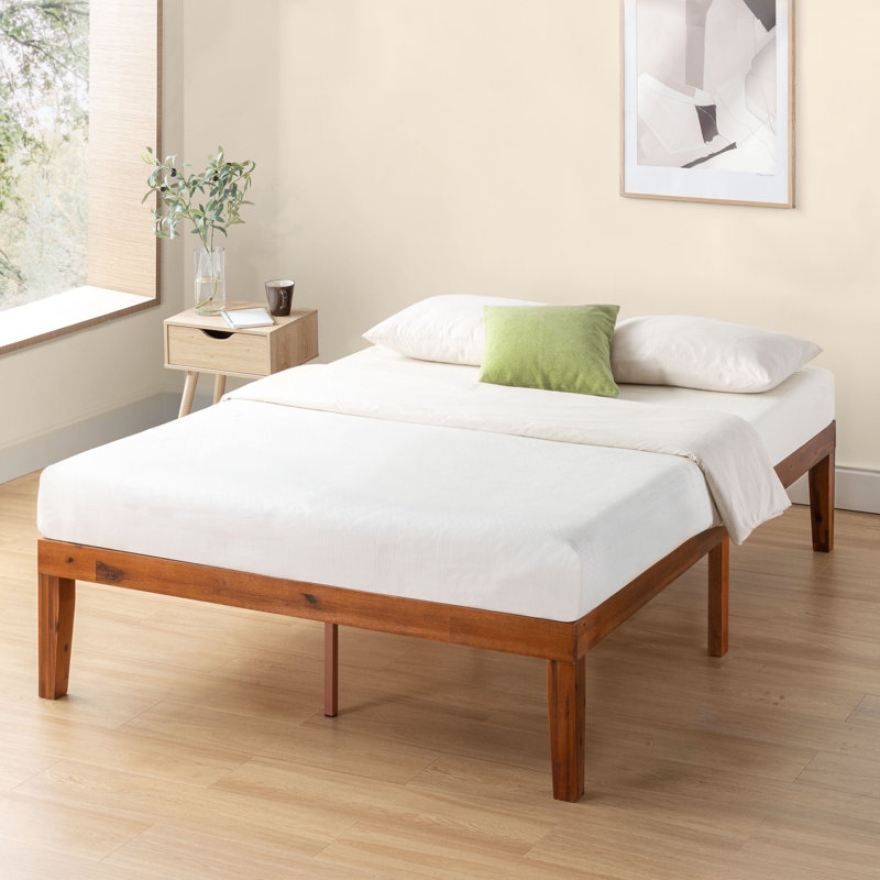 Kizer Contemporary Solid Wood Platform Bed, Queen, Cherry