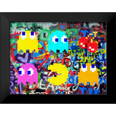 Pac-man, giclée sur papier avec cadre noir horizontal