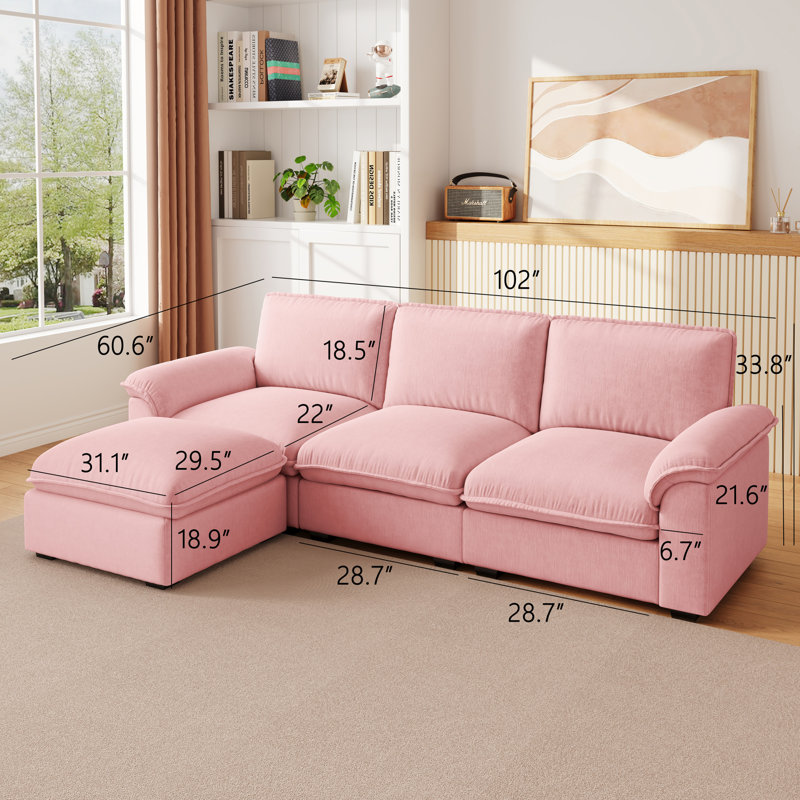 Canapés modulaires confortables en tissu de chenille, canapé en forme de L de style moderne pour la maison