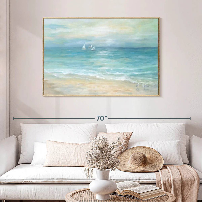 Paysage de l'île Azemar, Cadre flottant en bois naturel, 46 po x 31 po
