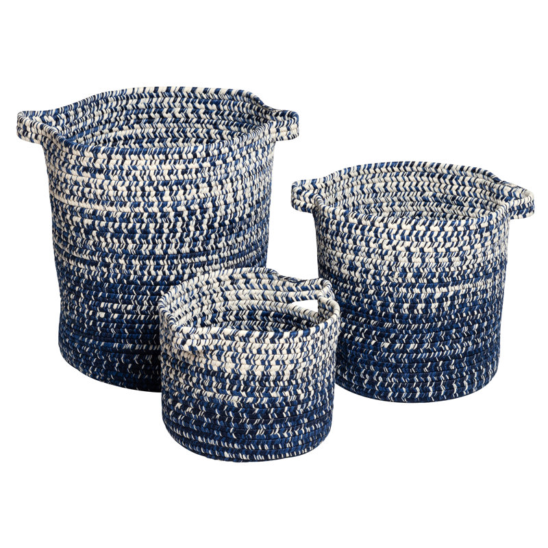 Bungalow Rose Fabric Decorative Basket, Navy, 16" H x 16" W x 20" D