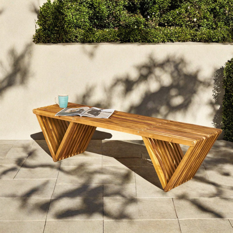 Byington Solid Wood Acacia Outdoor Bench, Teak