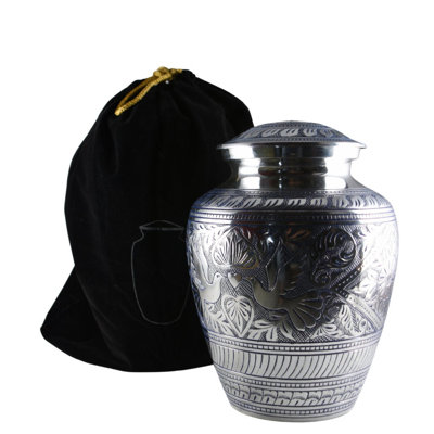 Rolly Handmade Solid  Hand-Etched Doves Urn