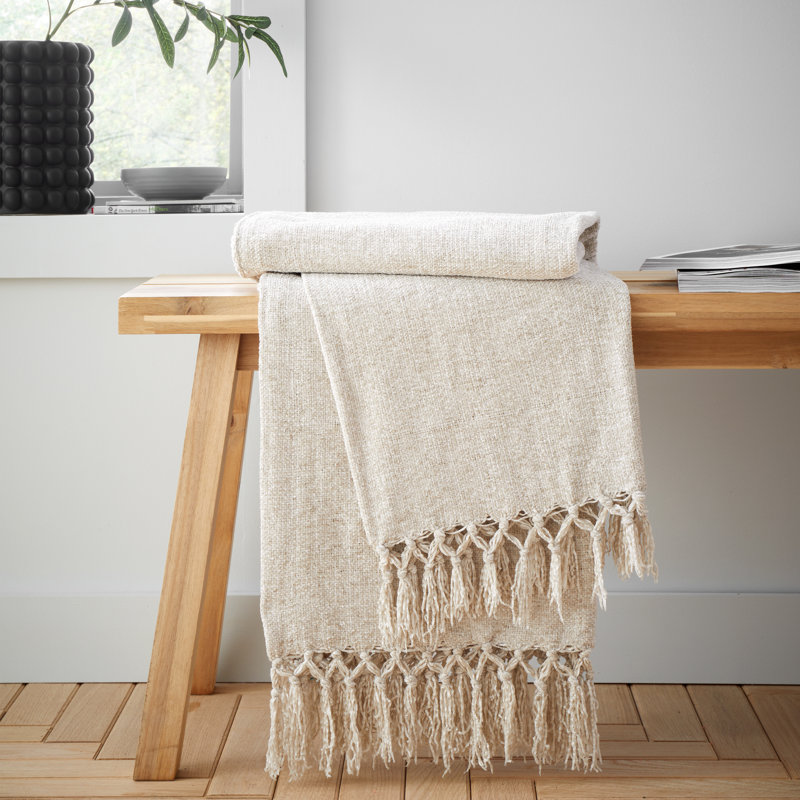 Wilson Plain Chenille Blanket Throw, Grey