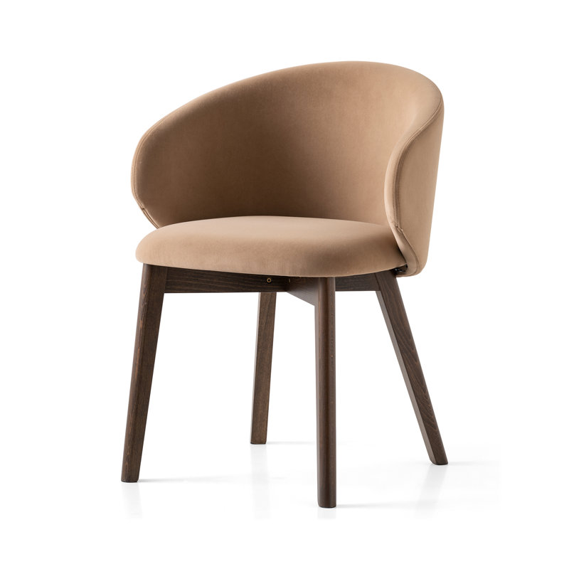 Tuka Upholstered Armchair with Wooden Frame, Camel Brown, Smoke