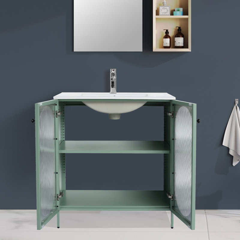 Meuble-lavabo autoportant de 30 pouces avec lavabo en céramique Topcraft, Vert