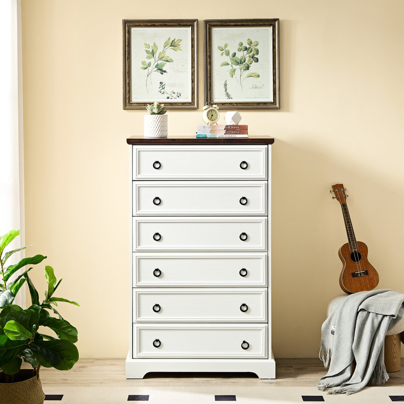 Commode de chambre blanche à 6 tiroirs - commode spacieuse, facile à installer et facile à installer