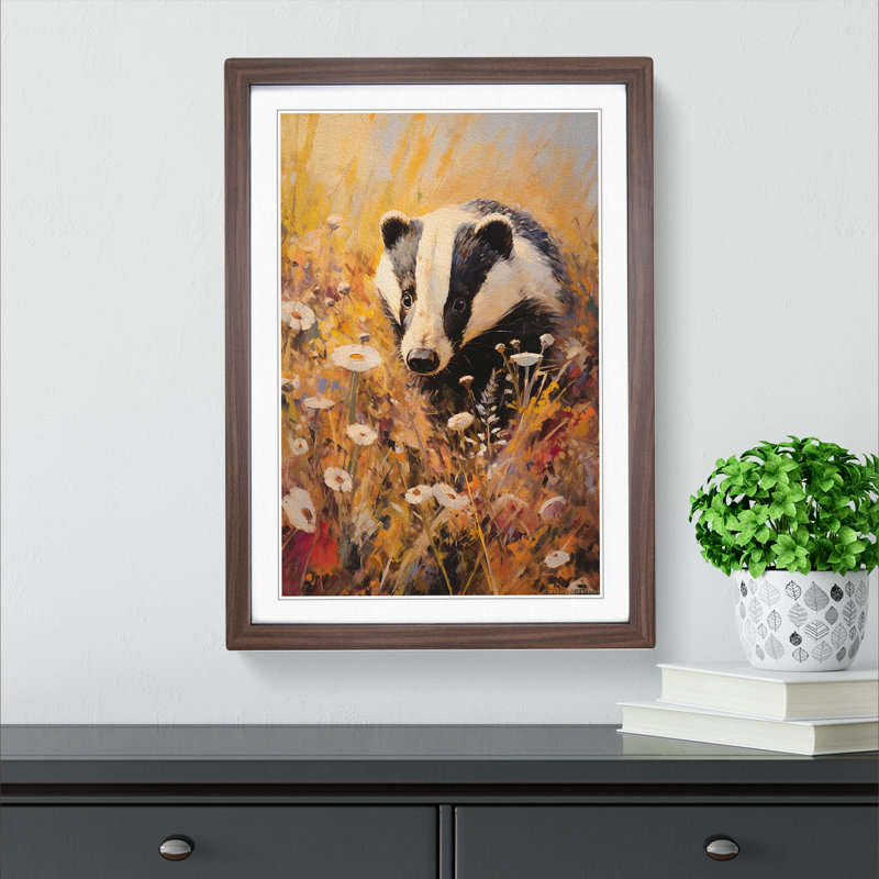 Single Picture Frame Print on Wood, 64cm H x 46cm W, Walnut Framed