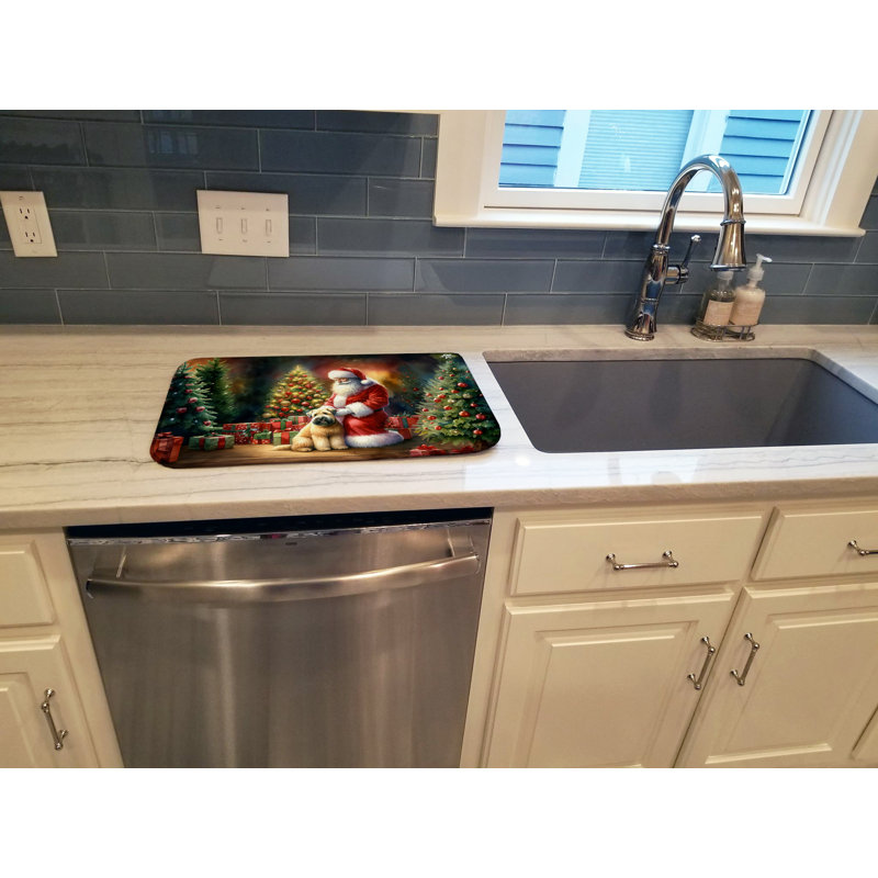 Wheaten Terrier and Santa Claus Dish Drying Mat