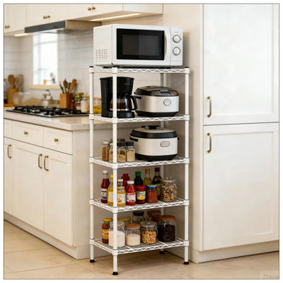 Sturdy 5 Tier Adjustable Metal Wire Shelving Unit – Heavy Duty Storage Shelves, Robust & Practical Organizer Rack for Laundry Room, Bathroom, Kitchen & Small Spaces