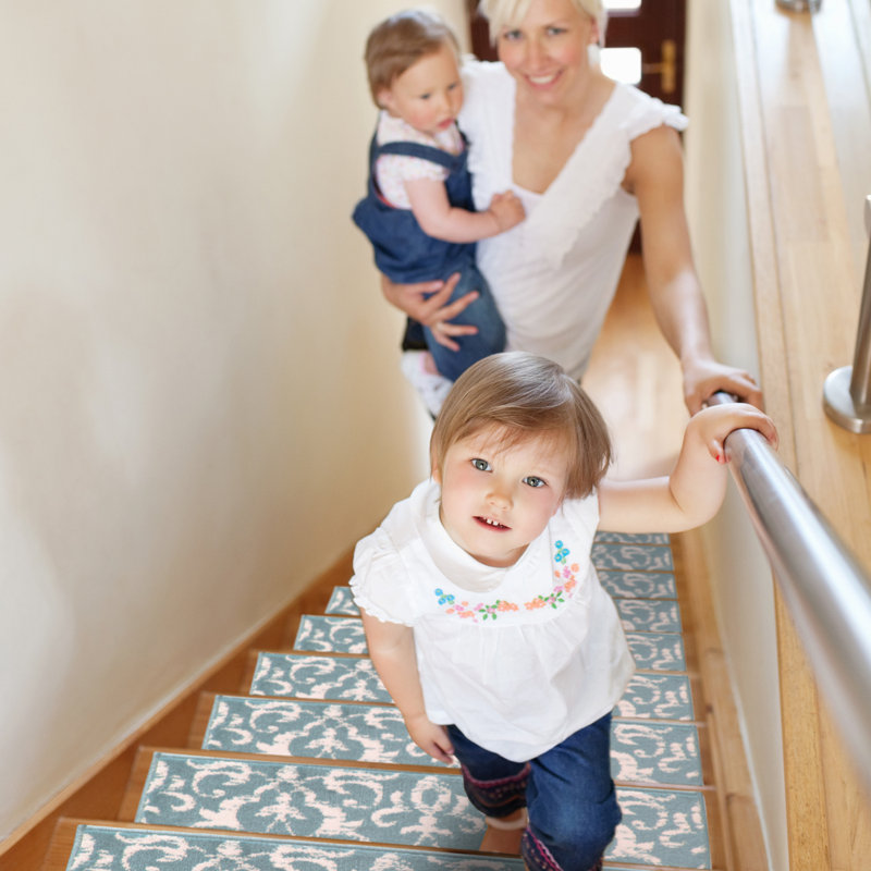 Tapis d'escalier intérieur antidérapant Kamath, Bleu sarcelle