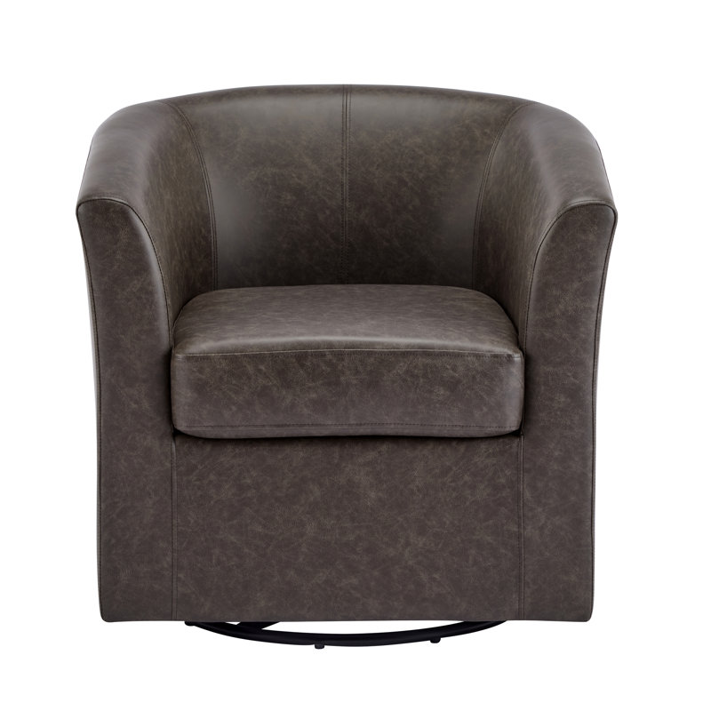 Fauteuil demi-tonneau pivotant en similicuir, Marron foncé