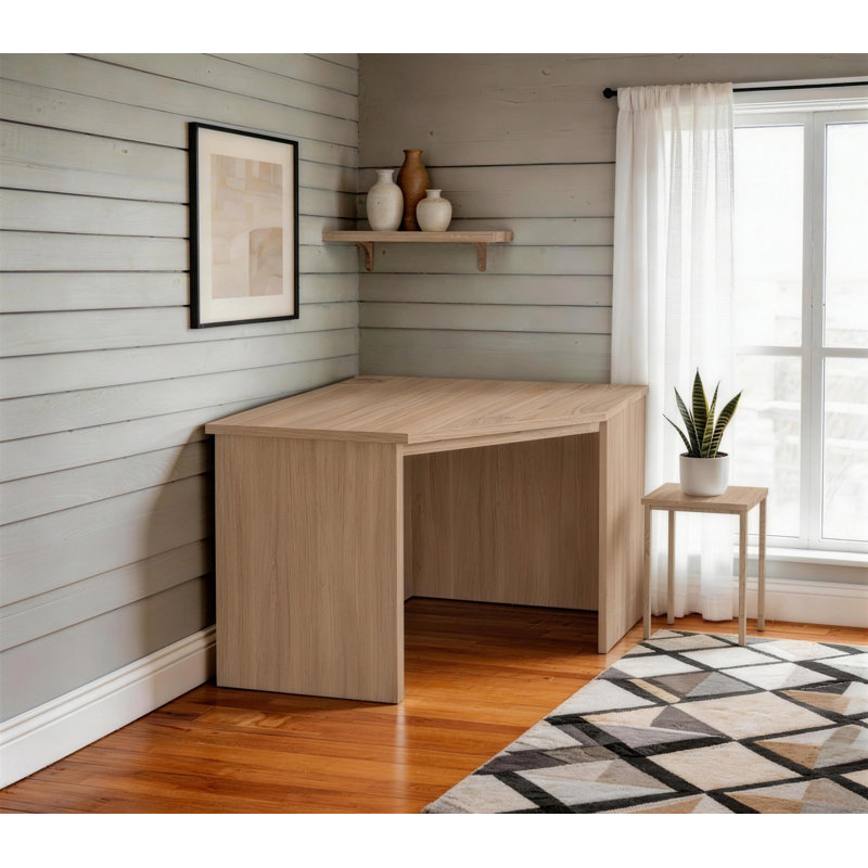 Brittaney Corner Solid Wood Base Writing Desk, Sandstone