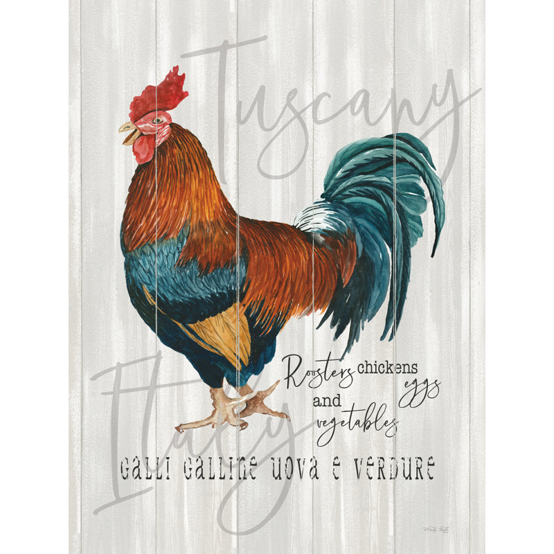 «Eggs And Légumes Rooster On Canvas» par Cindy Jacobs, reproduction, H 48 po x l 32 po