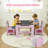 Kids Table and Chair Set, 4 in 1 Wooden Children Activity Table w/Storage, Reversible Deskboard, Blackboard, Detachable Tabletop for Toddlers Art Crafts, Playroom, Drawing, Reading Natural(pink)-87392301