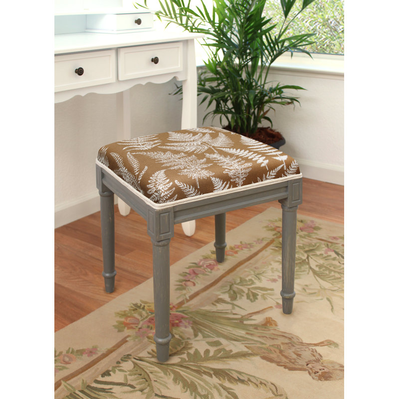 Tabouret de coiffeuse en lin Camiah Cathay, Caramel, Noyers