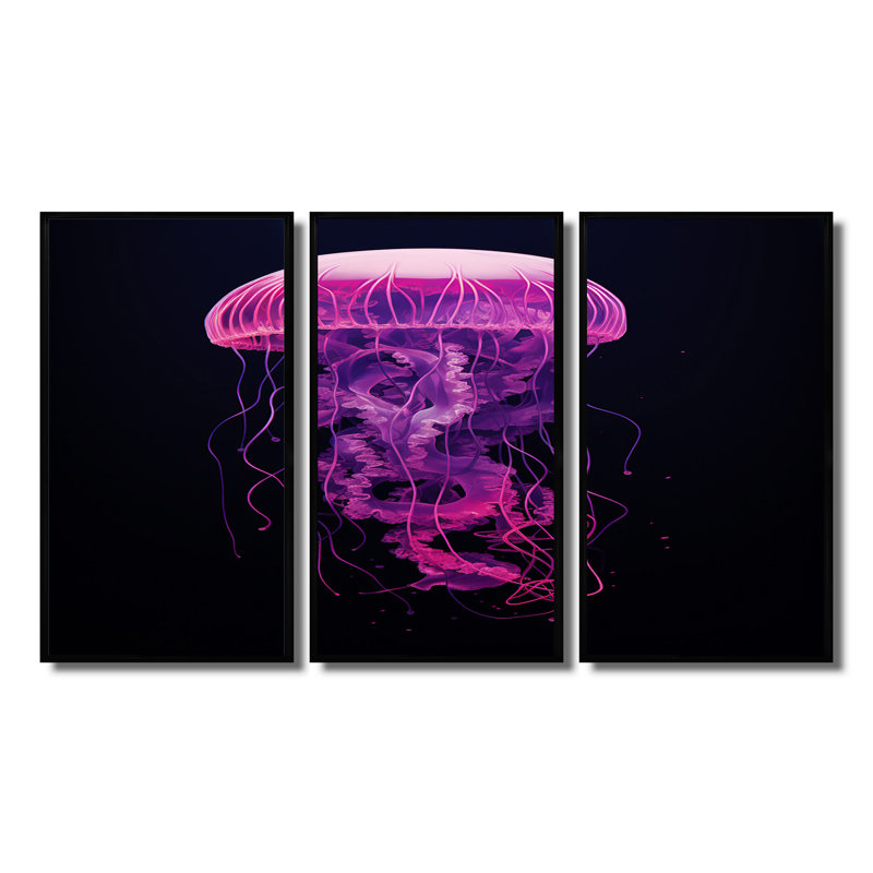 «Rimmer - Jellyfish», ensemble de reproduction d'art mural, Cadre flottant noir, H 28 po x l 36 po x P 1 po
