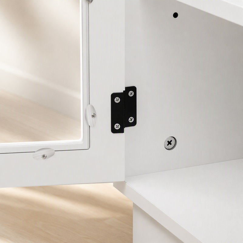 Meuble télé moderne et minimaliste, meuble multimédia avec tablettes réglables, Blanc