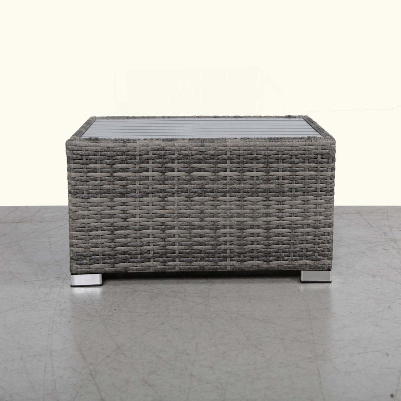 Table d'appoint à lattes avec plateau en aluminium - entièrement assemblée